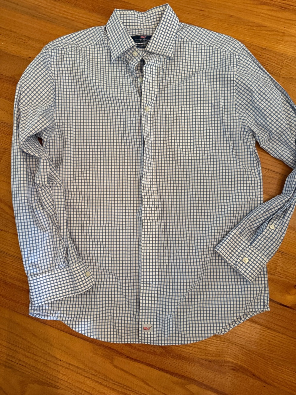 Vineyard Vines Blue and White Gingham Murray Dress Shirt